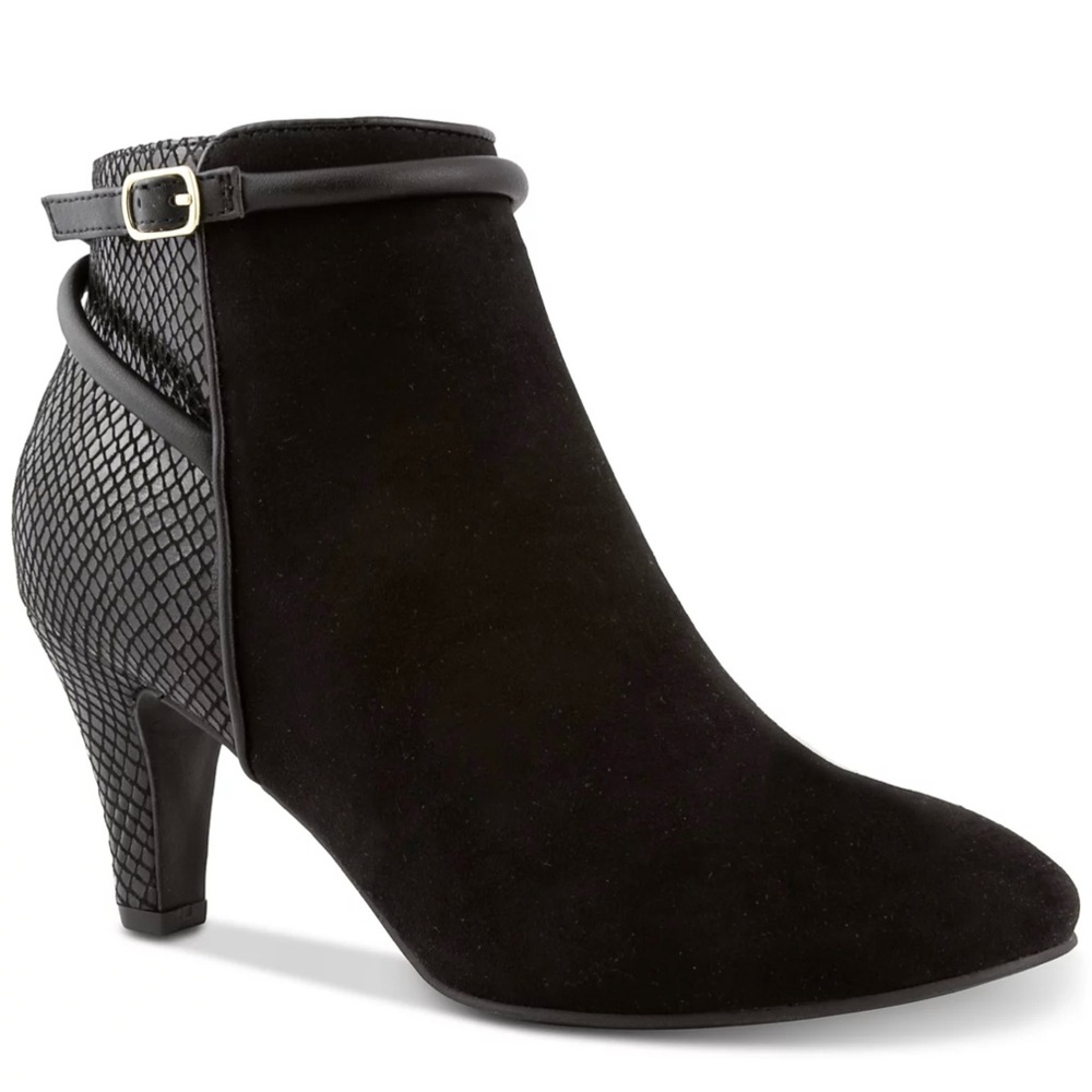 Karen Scott Black Ankle Boots with Textured Detail